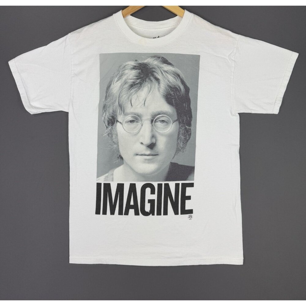 John Lennon Imagine Beatles Big Face Portrait Philcos White Shirt Medium Band T